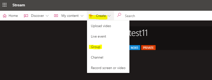 Unable to find the option to Create Group in Microsoft Stream ...
