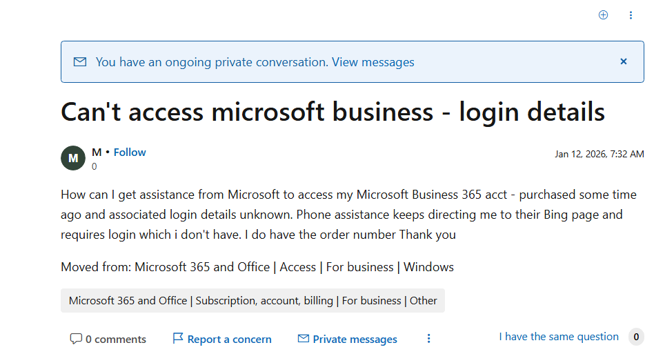 Can't access microsoft business - login details - Microsoft Q&A