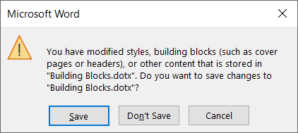 Error Messages involving template and building blocks - Microsoft Q&A