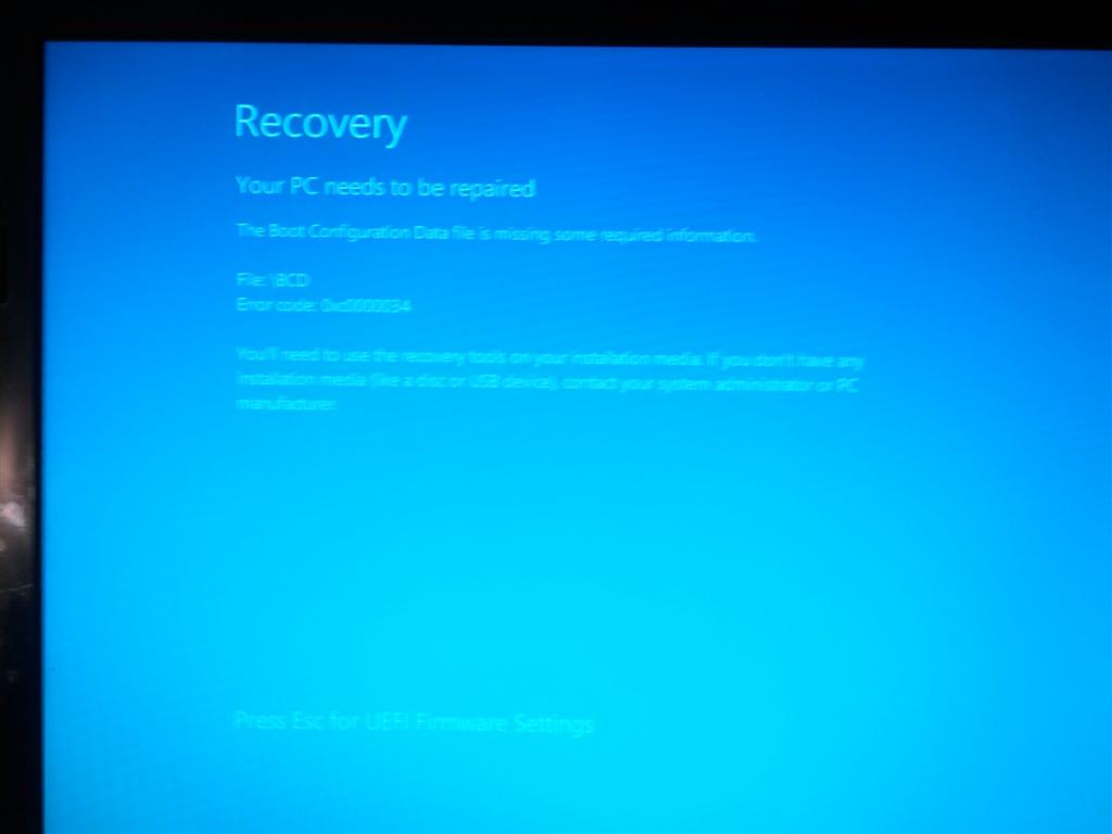 Windows 8 stuck on recovery page with error code 0xc0000034 - Microsoft Q&A