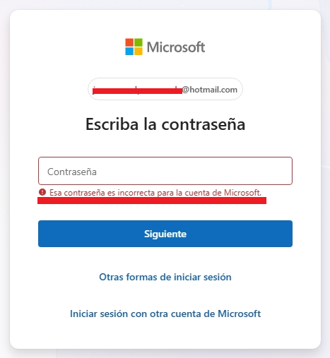 Error contraseña Hotmail
