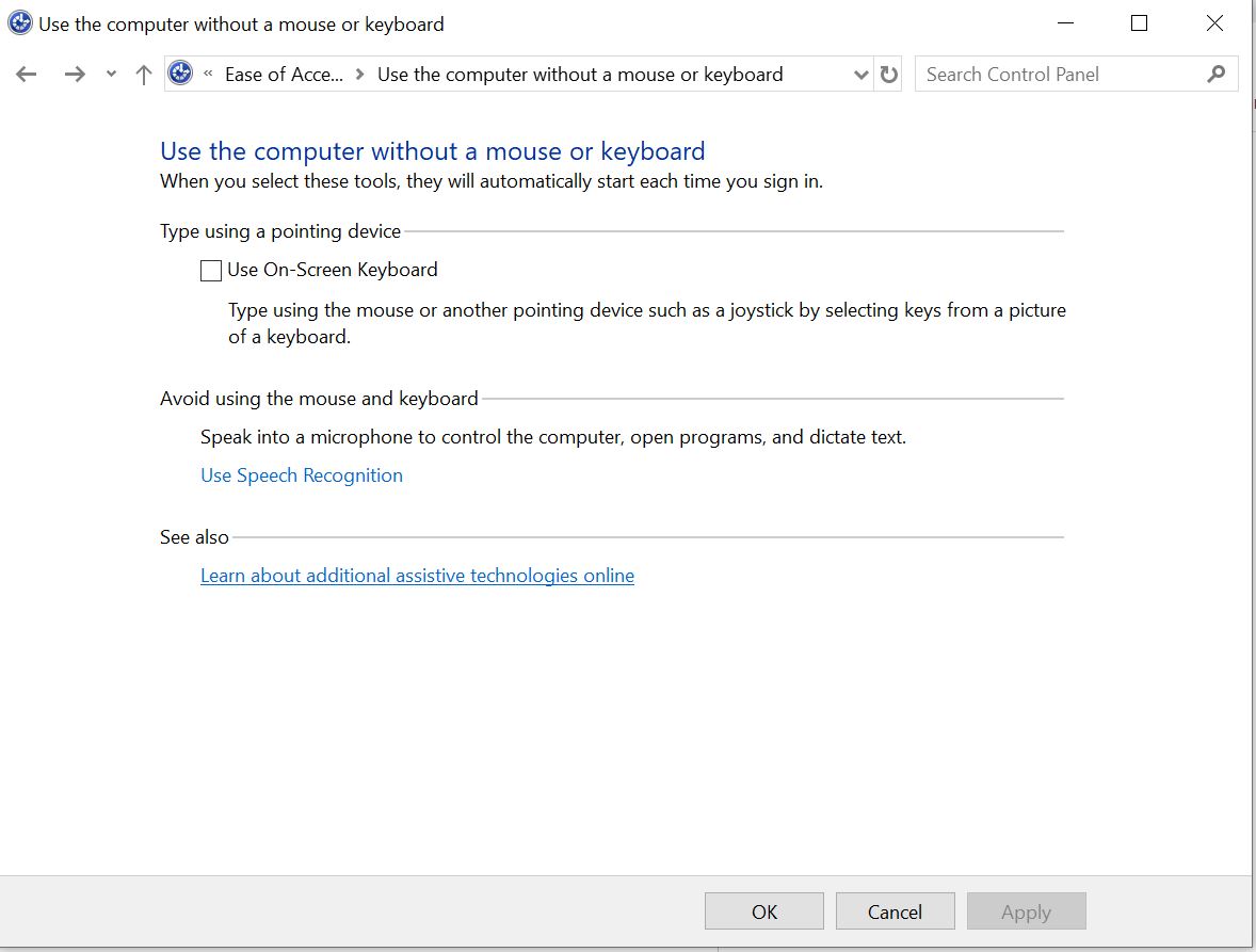 Login Screen - On Screen Keyboard pops up - want to turn it off ...