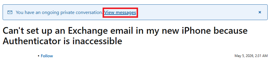 Can't set up an Exchange email in my new iPhone because Authenticator ...