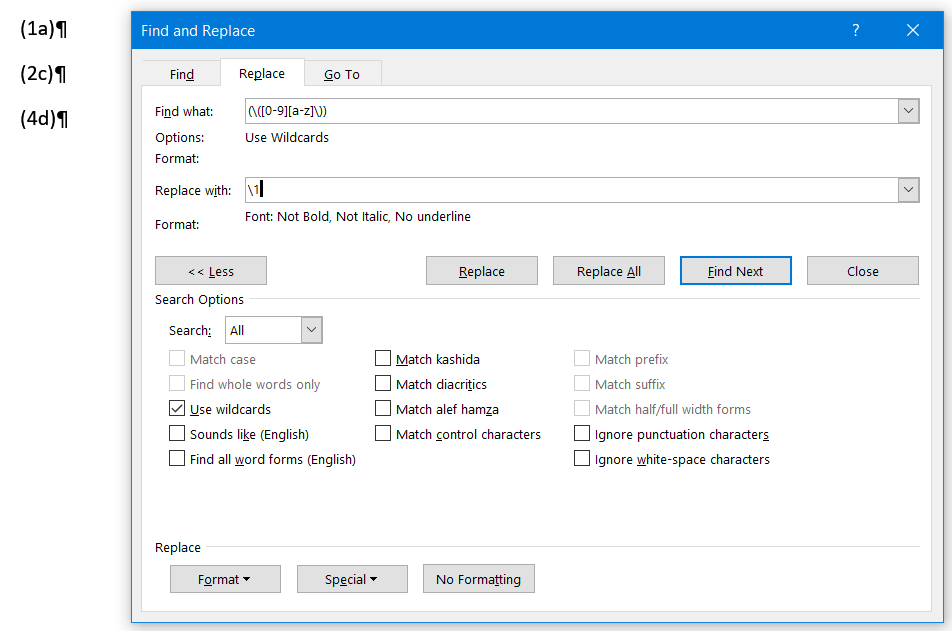 Advanced Search and Replace using format - Microsoft Q&A