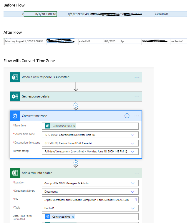Form Timestamp incorrect after Flow - Microsoft Q&A