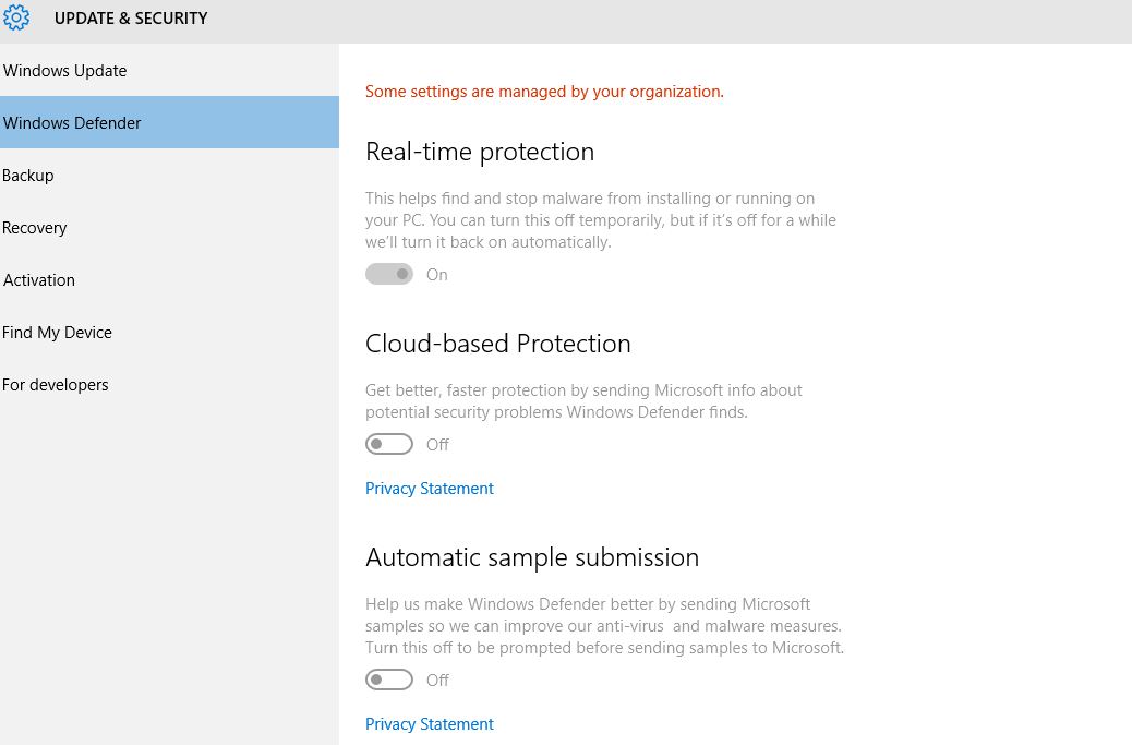 Windows Defender Settings are Disable - Microsoft Q&A