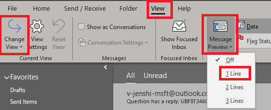 Outlook Folder View - 1 line - Microsoft Q&A