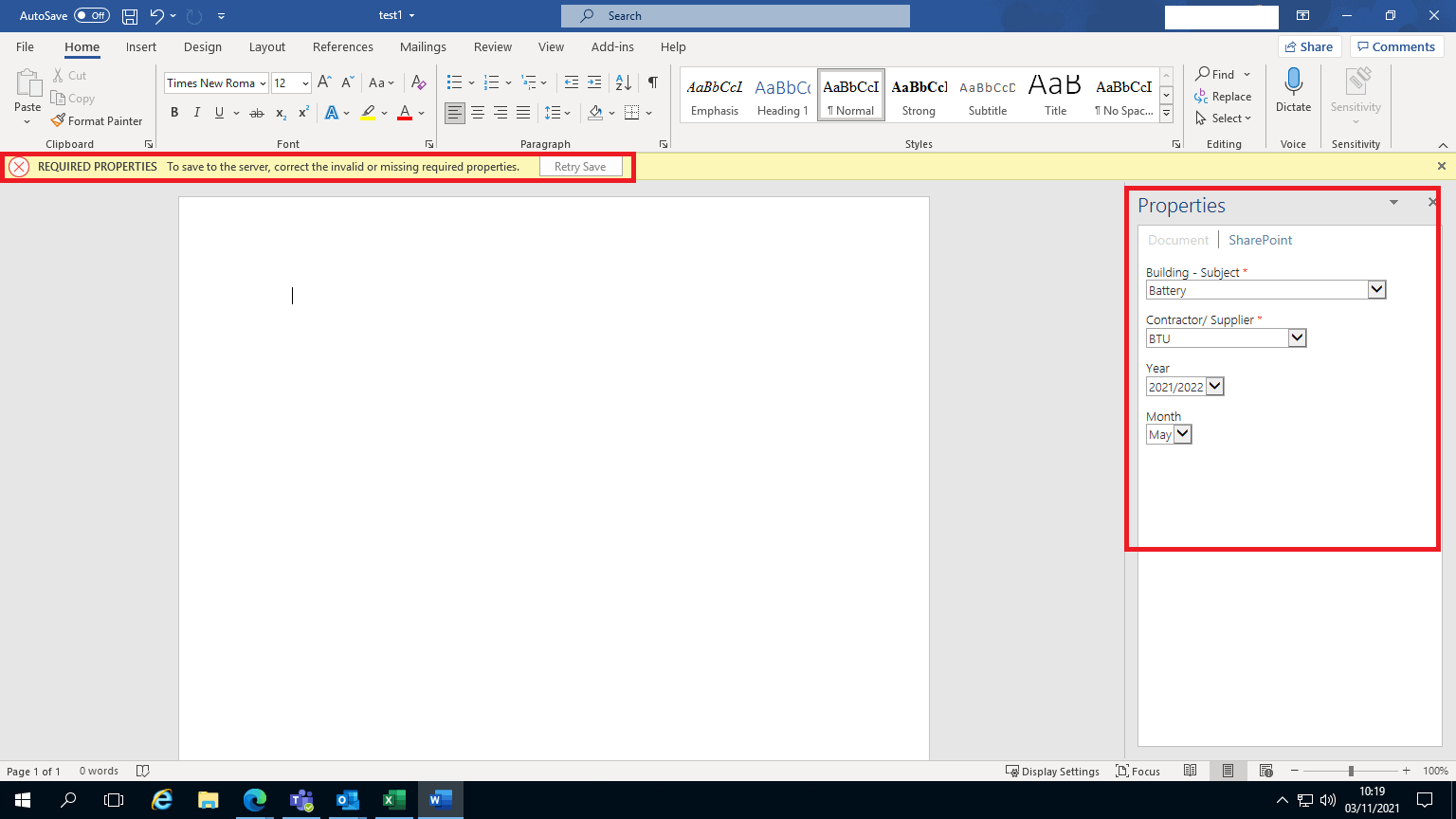 Saving word documents to SharePoint - REQUIRED PROPERTIES - Microsoft Q&A