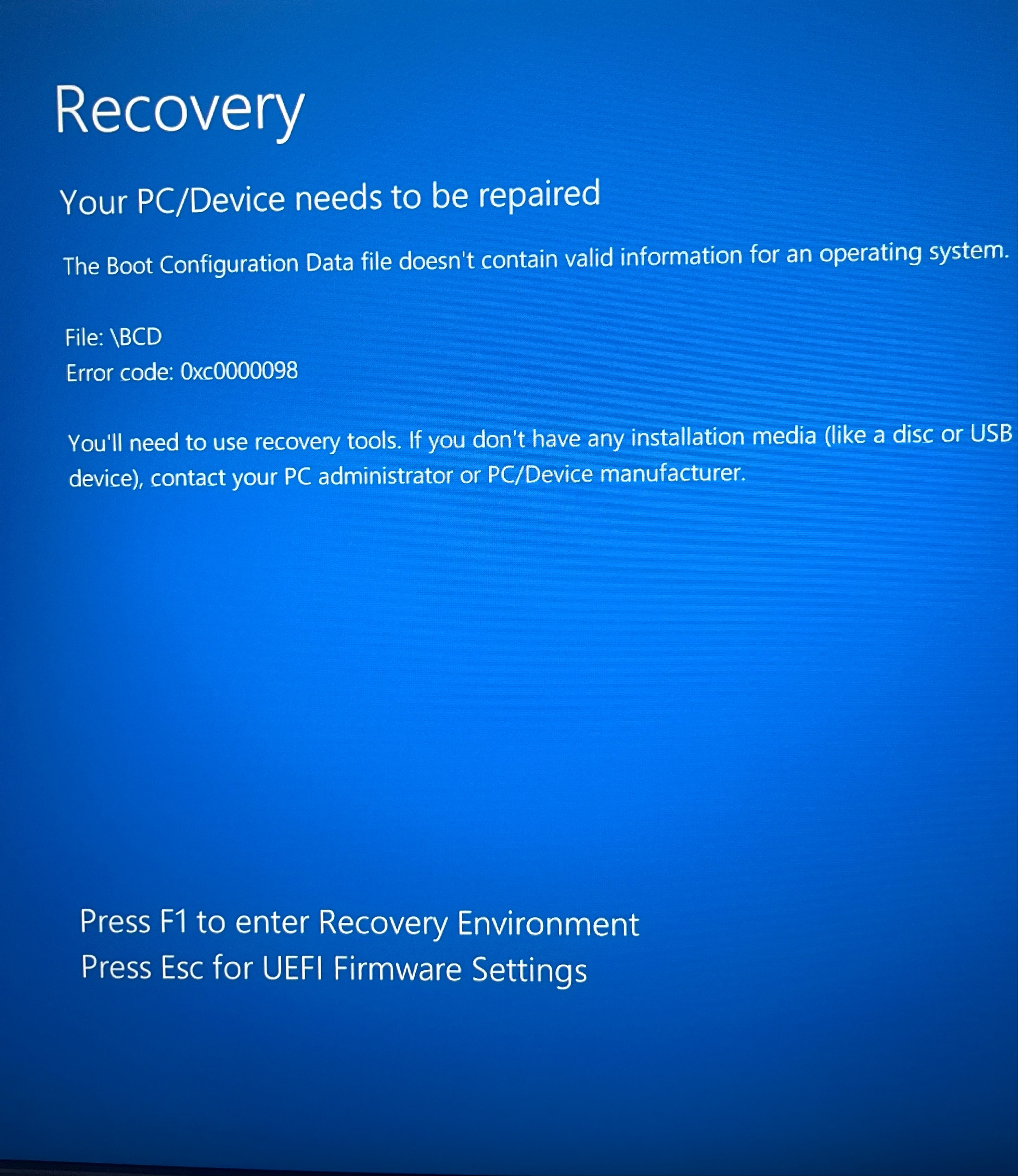 How do I fix this? I can access bios but can't access anything