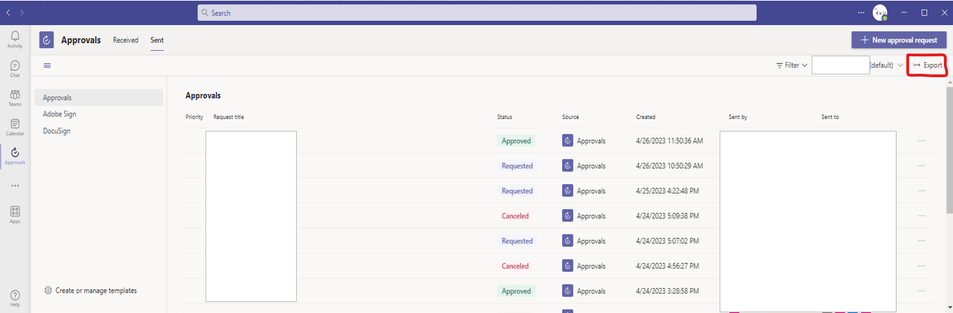 Cannot export the data in Approvals app of Microsoft Teams - Microsoft Q&A