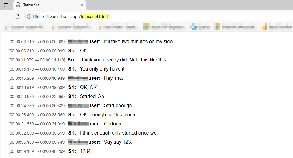 How to get the transcript content in HTML format using GRAPH API ...