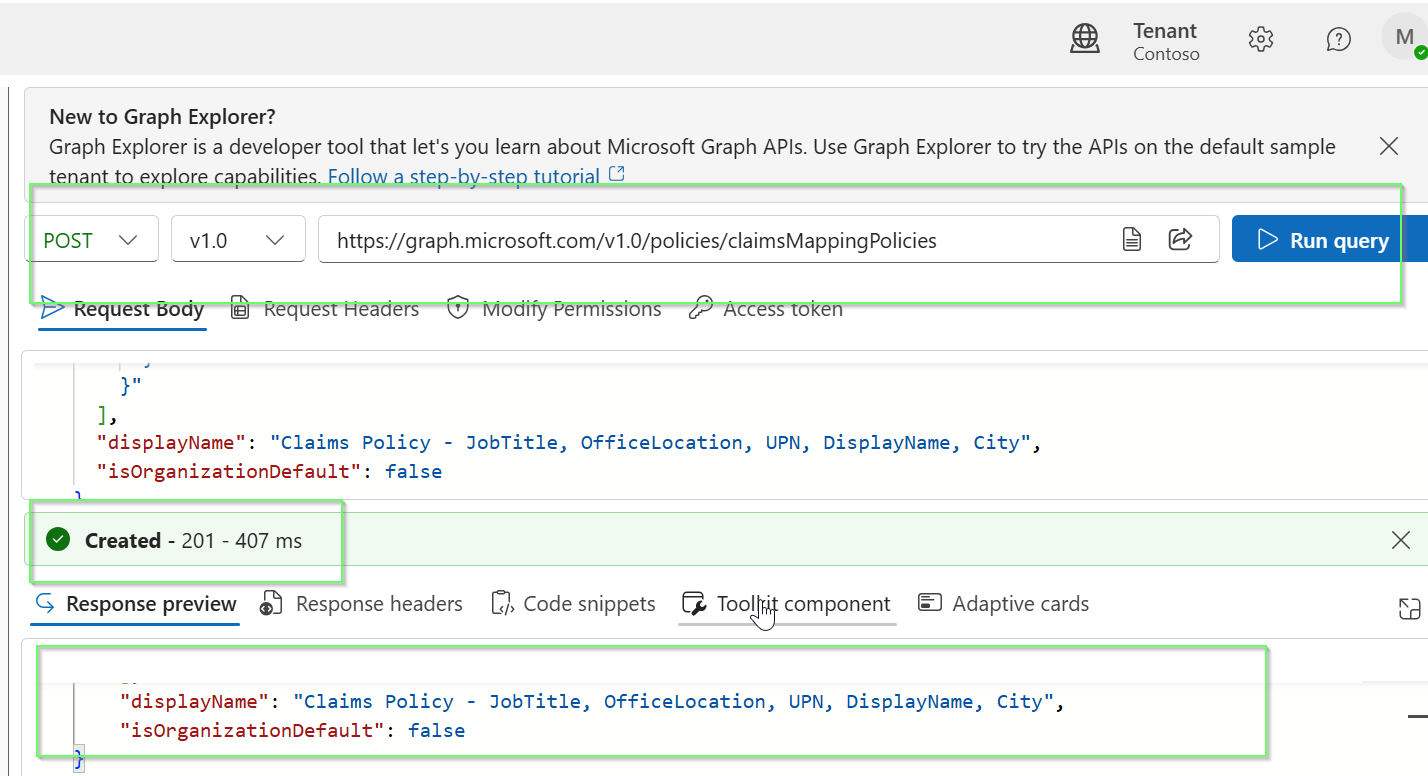 Crear Mapping Policy con Microsoft Graph - Microsoft Q&A