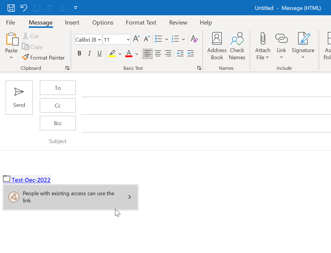 Outlook -> File Permissions -> Option not showing for links under ...