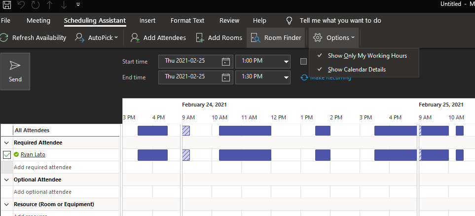 Can't see my own Calendar Details in Scheduling Assistant (Office 365 ...