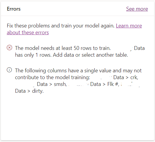 Data preparation for training a predictive model in AI builder ...