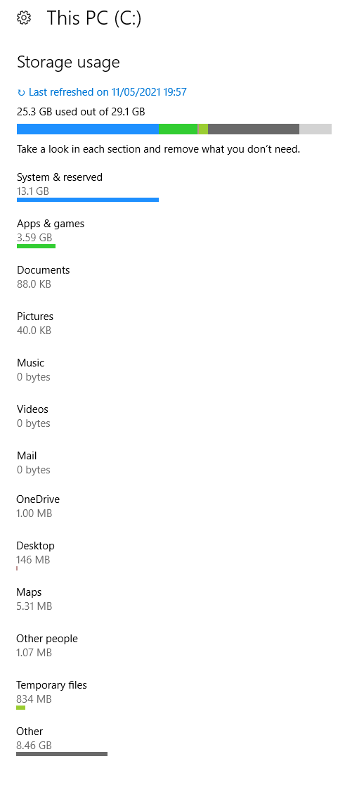 Why Do I Have Very Little Remaining Disk Space? - Microsoft Q&A