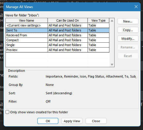 Delete a Custom View in Outlook 365 - Microsoft Q&A