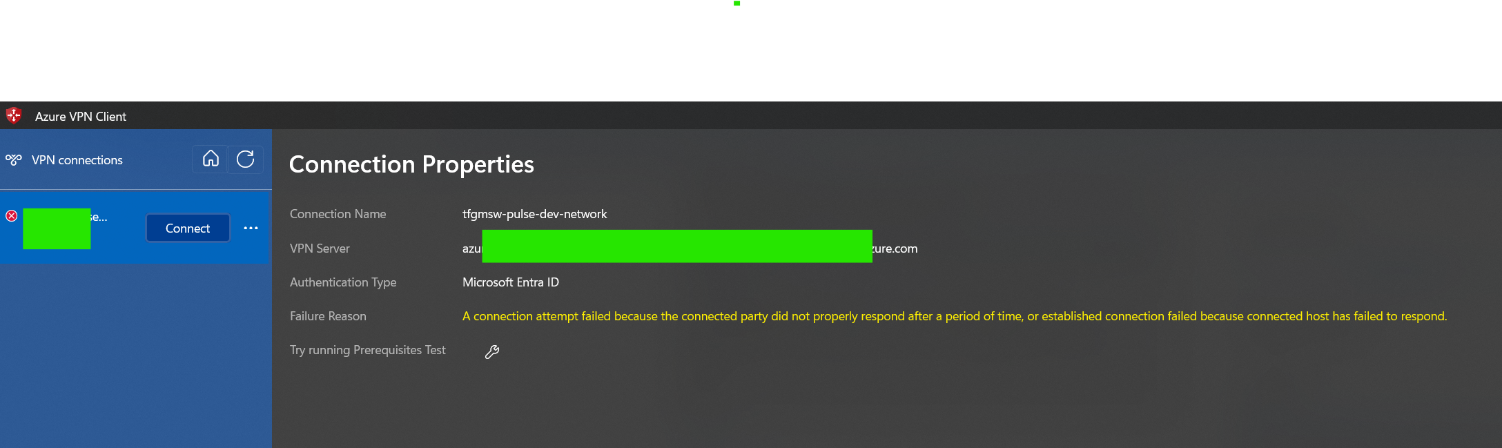 Azure VPN: a connection attempt failed because the connected party did ...
