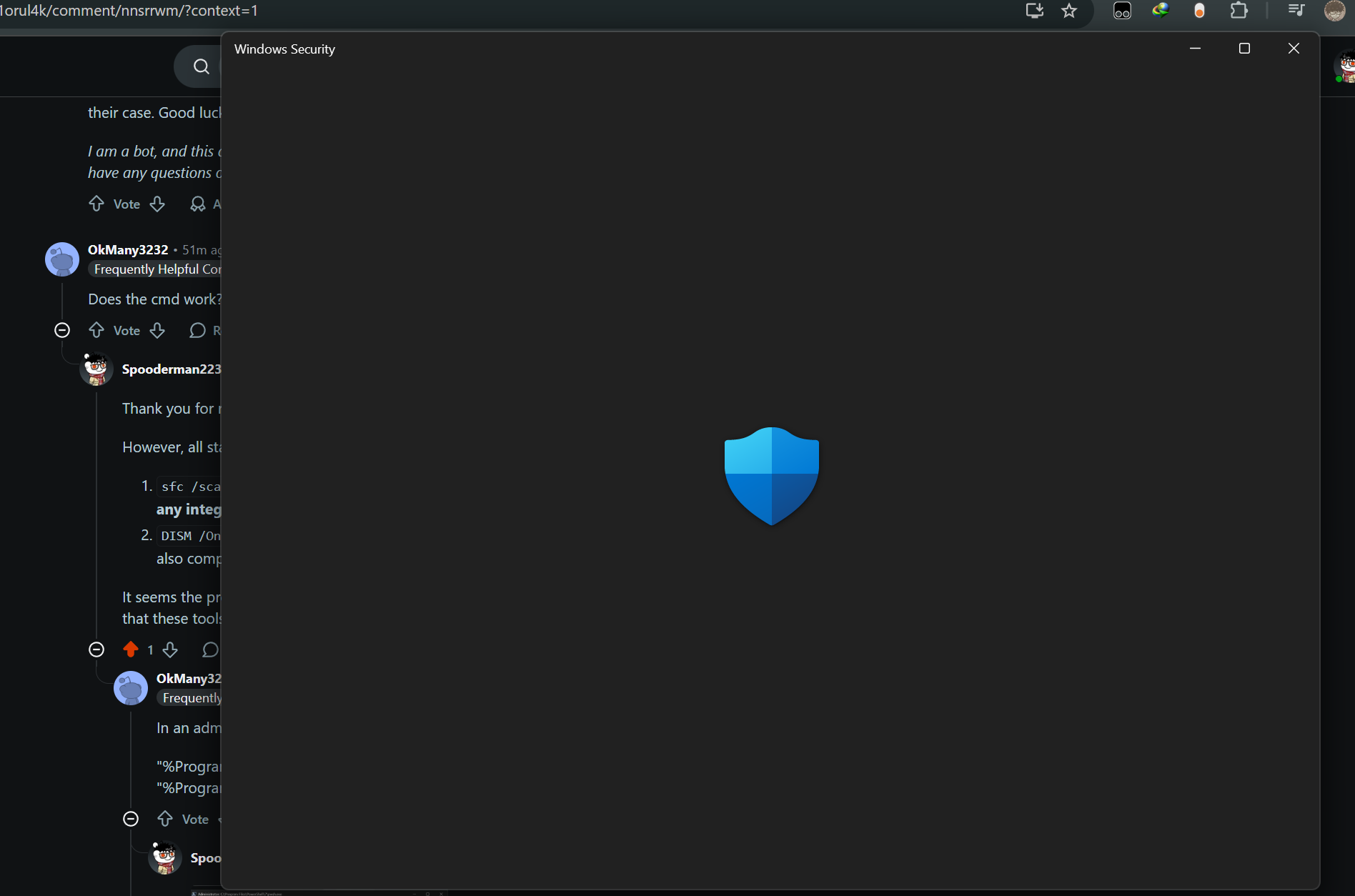 Windows Security UI is Blank - All Repairs Fail (In-Place Upgrade, DISM ...
