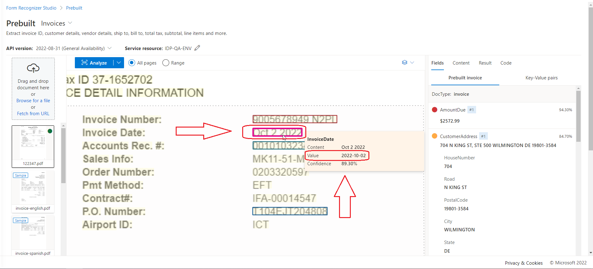 Prebuilt Invoice - text date