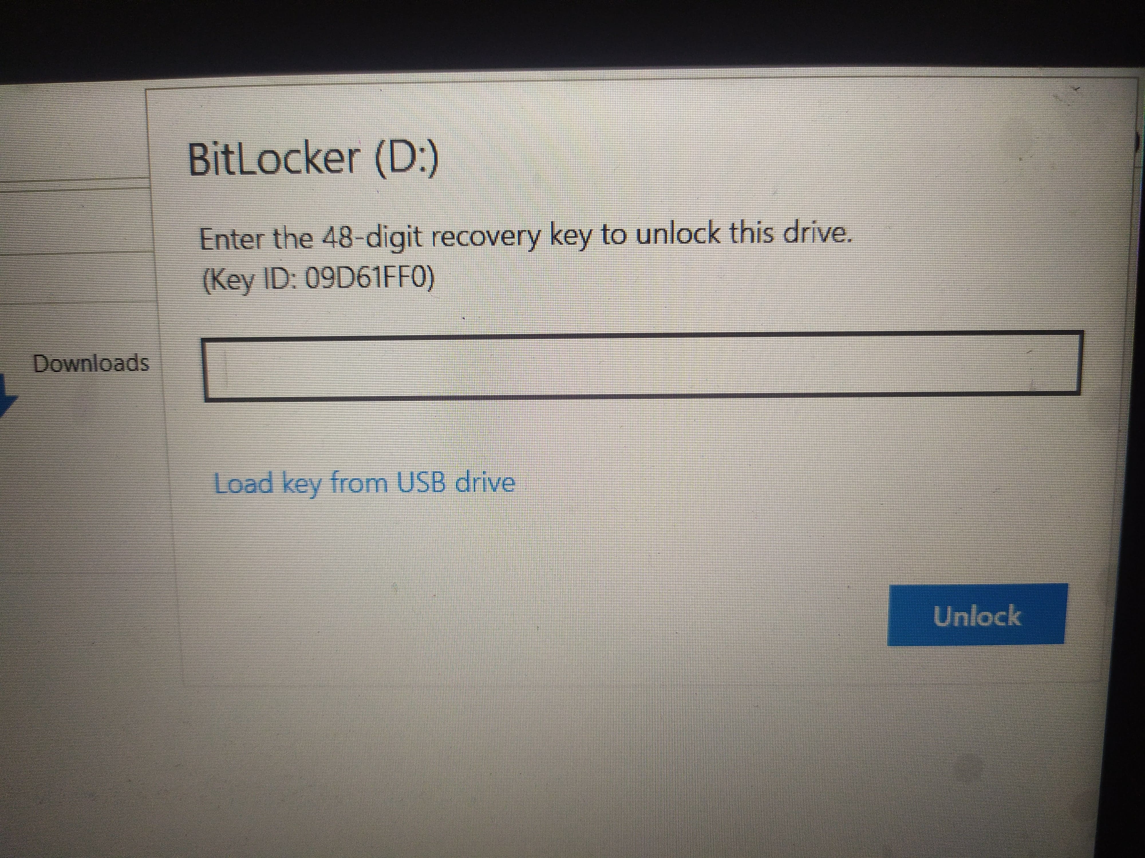 Iam unable to open my D drive I didn't remember the bitlocker key so ...