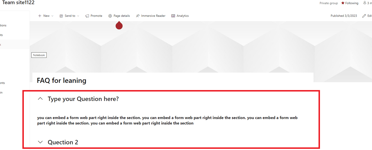I would like to create a list of Frequent Ask Questions - Microsoft Q&A