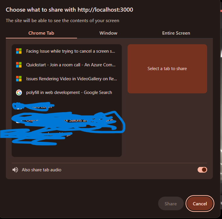 Facing Issue while trying to cancel a screen share - Microsoft Q&A