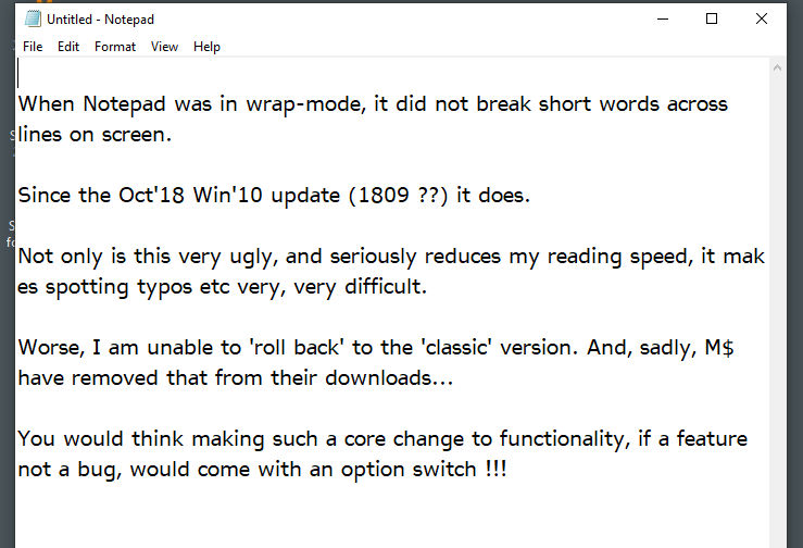 October update broke Notepad on-screen word-wrap... - Microsoft Q&A