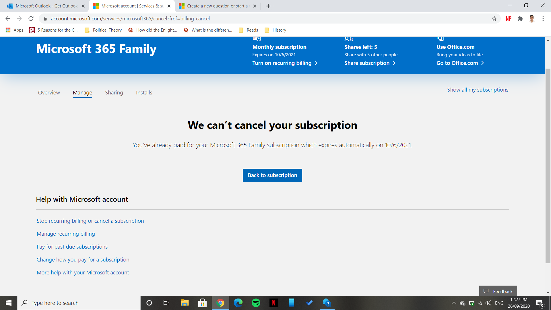 How can I get a refund for my one year Office 365 subscription ...