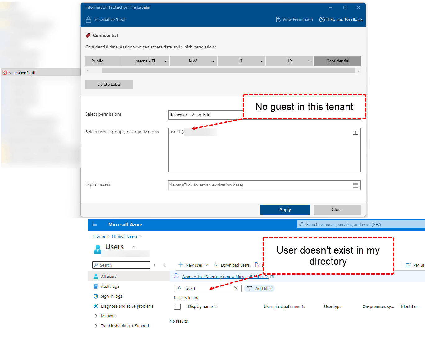 Purview Sensitivity label: User defined permissions doesn't allow