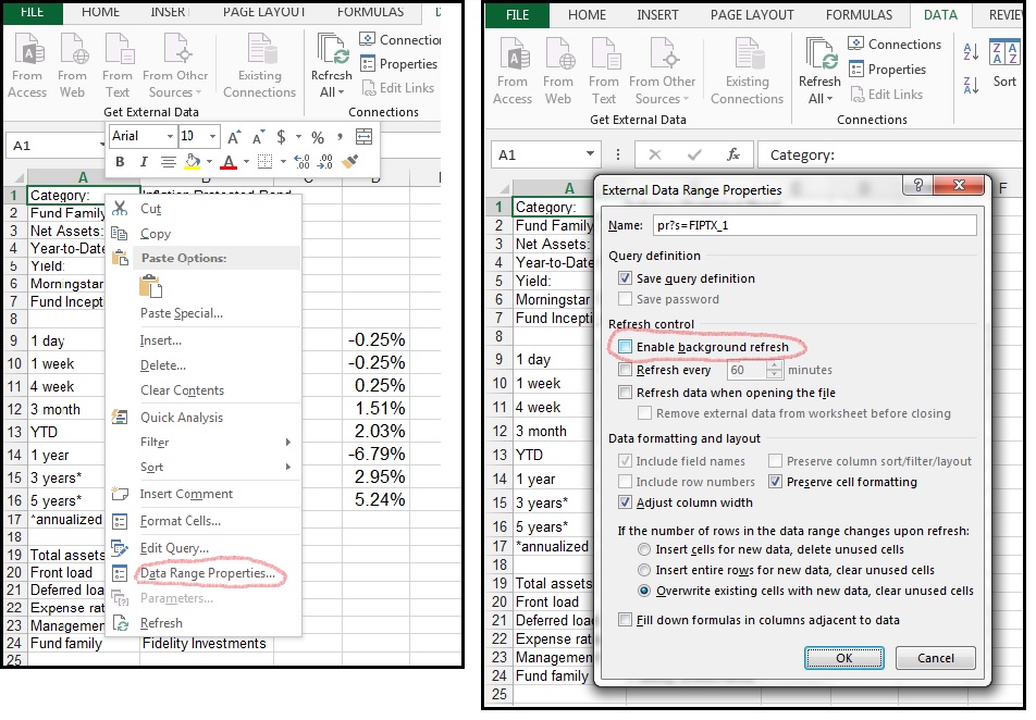 2013 Excel Web Query Problems - Microsoft Q&A