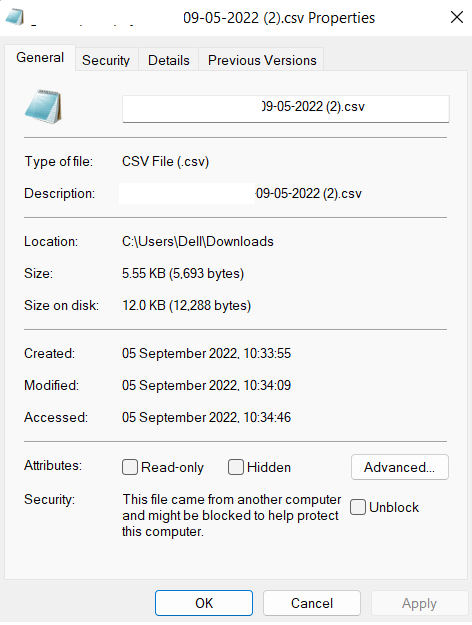 csv type not in list of file types in Windows 11 - Microsoft Q&A