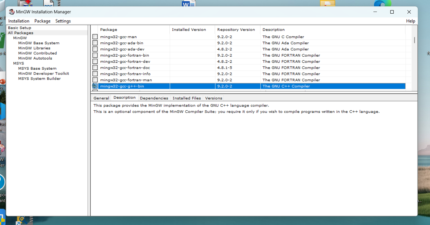 installed the installation manager and selected GCC C++ compiler for installation but cant start its installation
