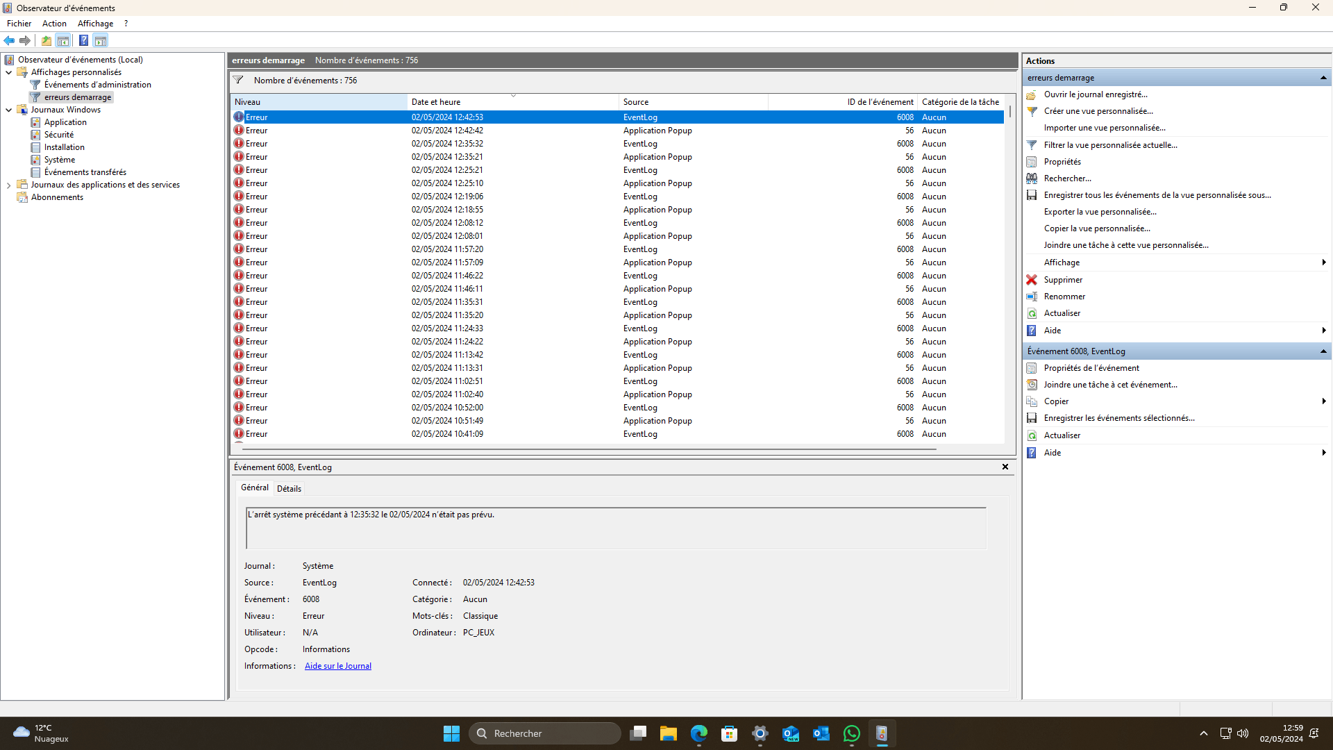 redémarrage intempestif de windows plusieurs dizaine de fois par jour ...