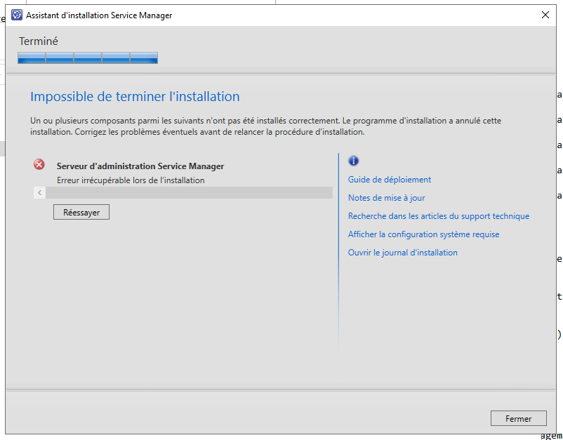 Unable to complete installation of SCSM 2019 "Unrecoverable error ...