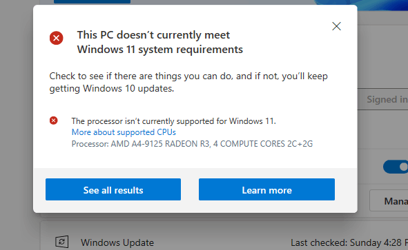 Your PC does not meet the needed requirements. Windows 10 will be ...