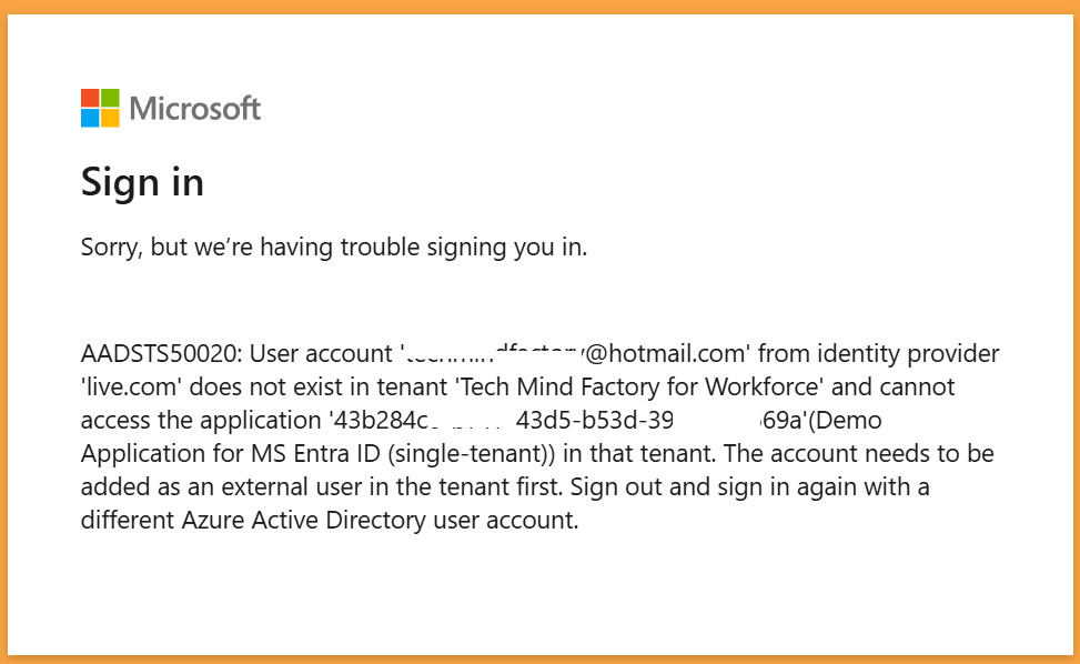 Check on Microsoft Federated login for 'Single Tenant' app registration ...