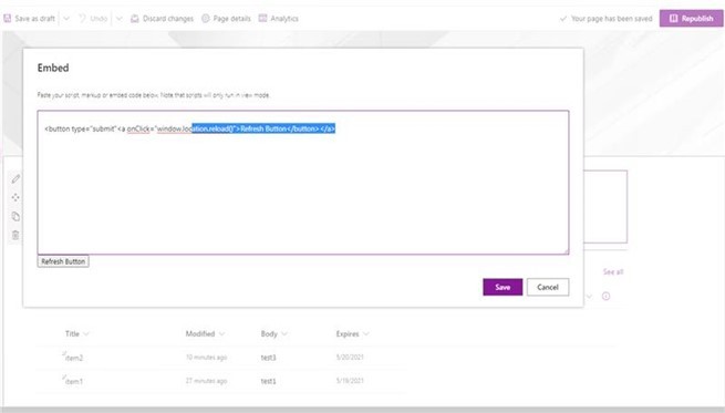 Refresh button for announcement lists in SharePoint Online - Microsoft Q&A
