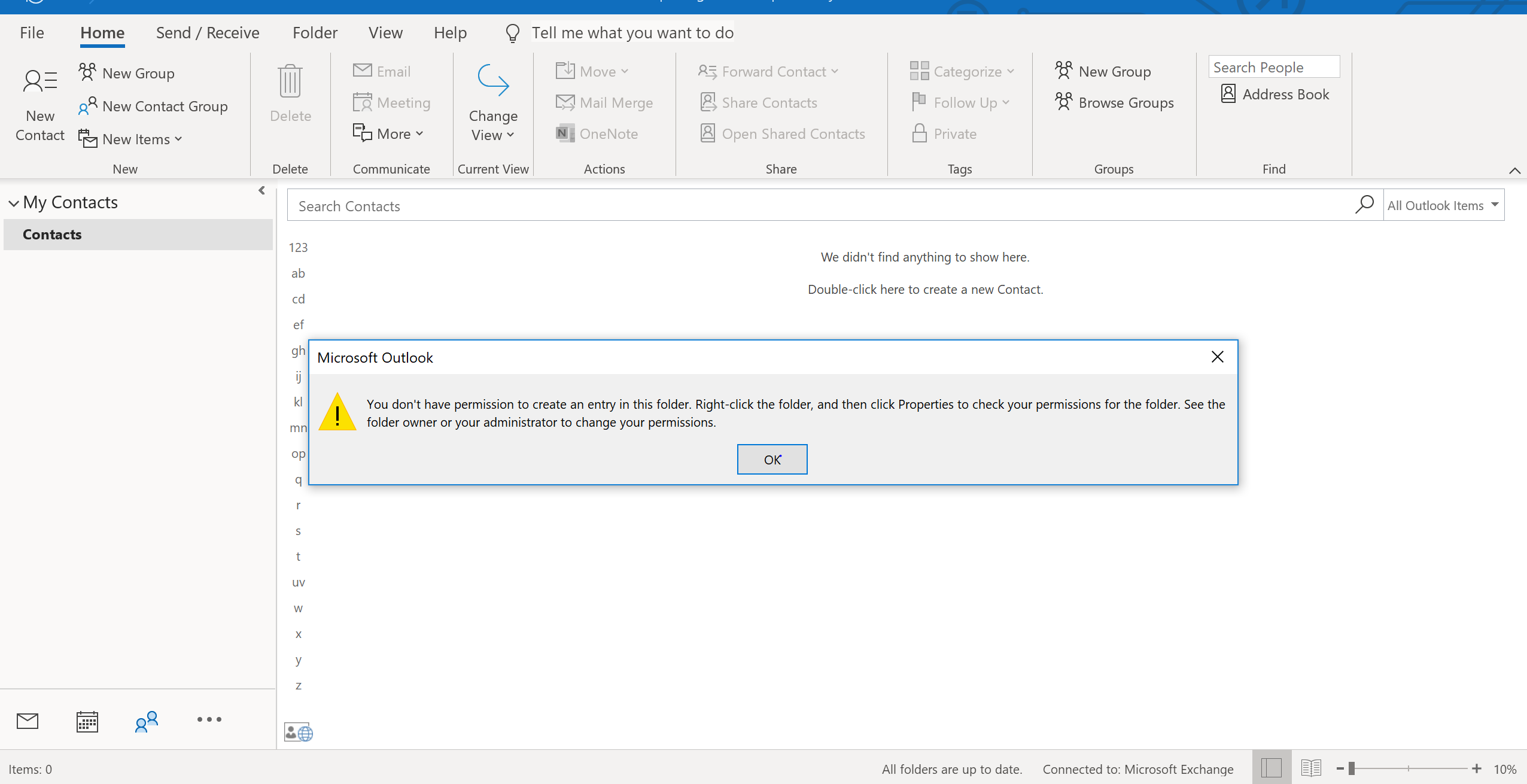 Microsoft Outlook 2016 contacts 
