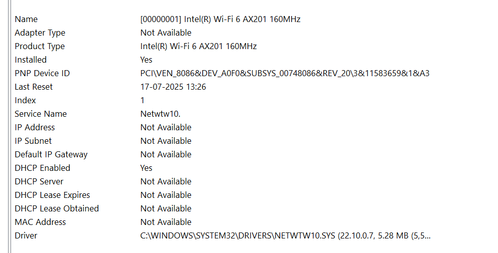 System info_WIfI adapter