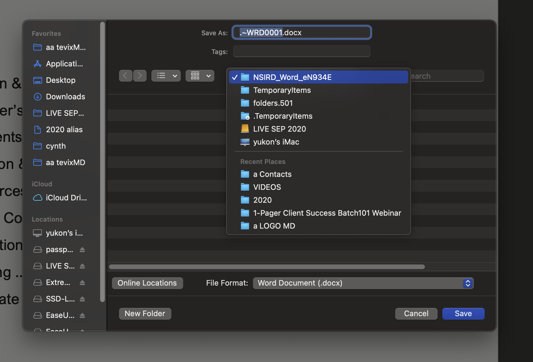 bug Office 365 word for mac: file changed by another application