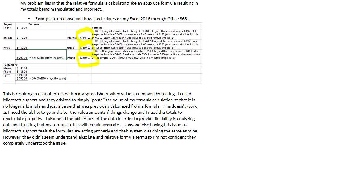 Excel Relative Formula not behaving properly - Microsoft Q&A
