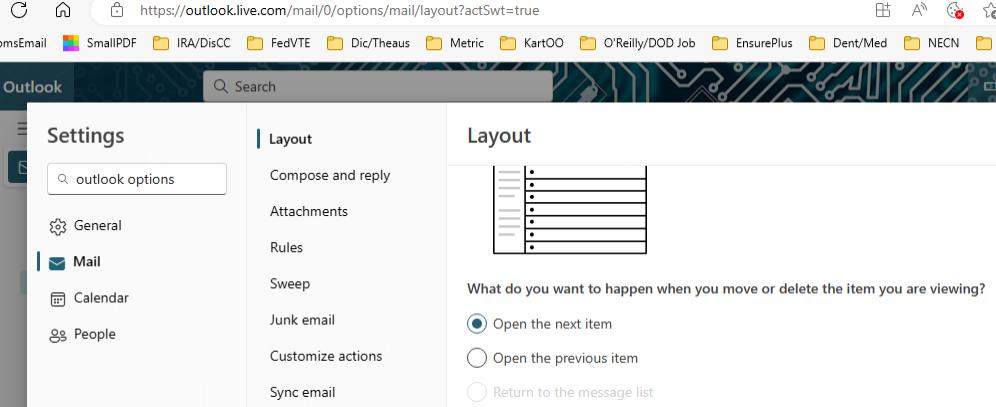 How do I return to message list after deleting message, (don't open ...