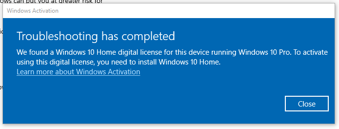 Windows 10 Home Activation Issue - Microsoft Q&A
