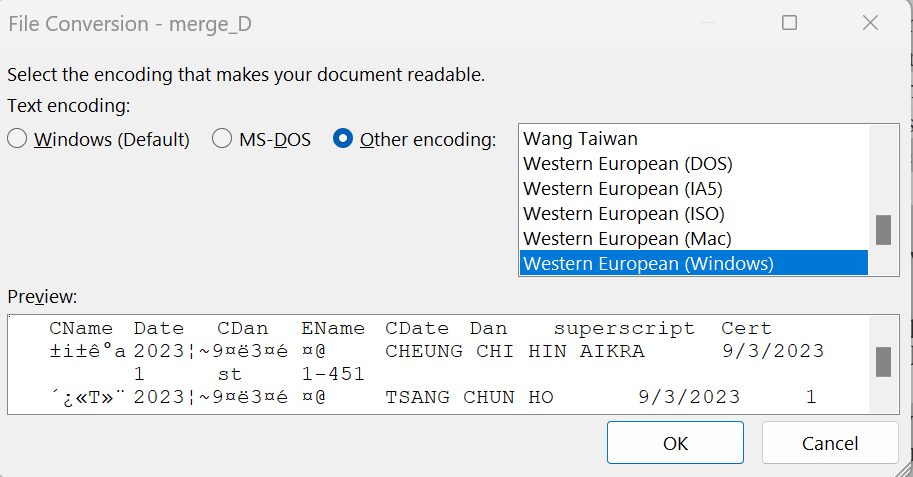 Encoding in merge is not working correctly if ever more than 2 records ...