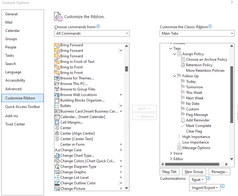 Adding the 'Category' shortcut to 