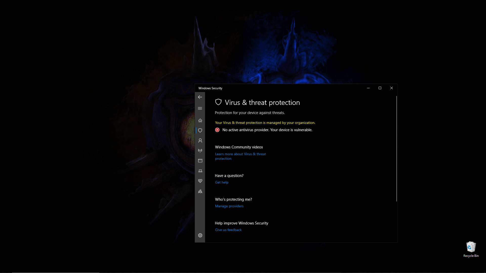 windows 10 microsoft defender antivirus is turned off