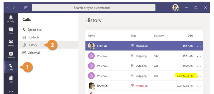 microsoft teams call history missing