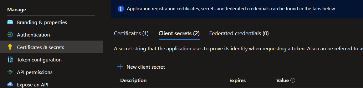 usage limit for the client secret of service principal - Microsoft Q&A