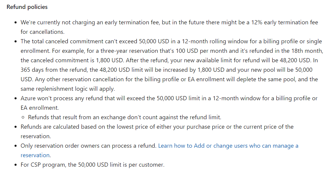 Azure Reservations refund - Microsoft Q&A